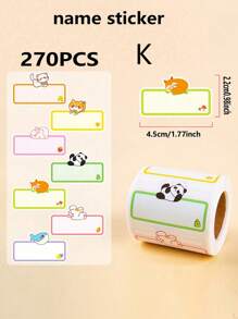 SHEIN 280pcs Cartoon Name Stickers, Colorful Label Stickers, Self-Adhesive Cube Stickers For Students Back To School Back To School