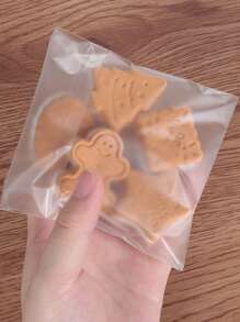 SHEIN 100pcs Clear Cookie Packaging Bag School Supplies Food Bag Food Box Suitable For Candy Chocolate Cookies Etc. - Clear - View 2