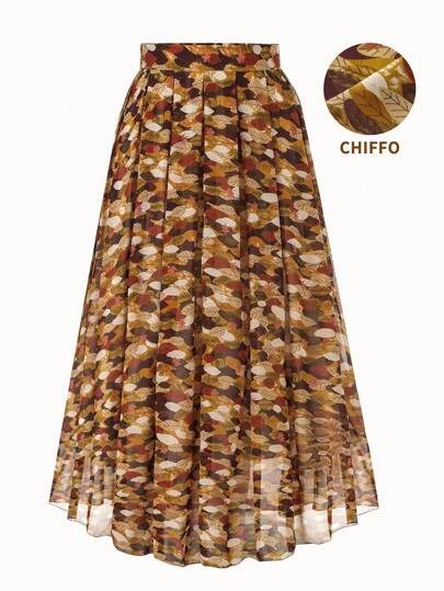 SHEIN LUNE 大码女式纯色 A 字形雪纺裙