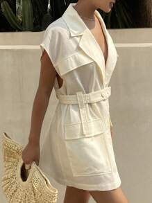 Livesso Women's Vacation Casual Solid Color Lightweight Blazer Jacket Linen Business Attire - White - View 7