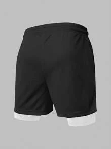 Coreblaze Men's Cross Print Drawstring Waist Sports Shorts Biker Shorts Running Shorts - Black and White - View 2