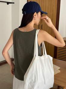 DAZY Damen Lässiges Leinentop im Künstlerstil, Preppy Oberteil