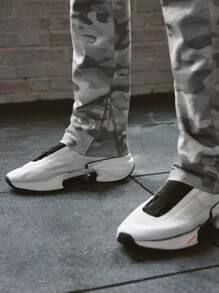 Manfinity VCAY Men's Knitted Casual Loose Camo Elastic Waist Straight Leg Long Pants, Daily Wear & Young Style - Grey - View 5