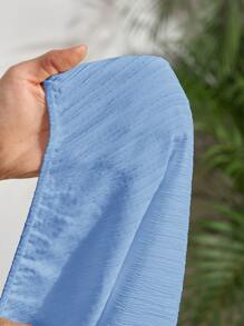 Slaydiva 女士春夏新款音乐节、西部、游牧、复活节、纳什维尔、生日派对、毕业季、学生、休闲、邮轮旅行、海滩、日光浴结饰单肩收腰纹理面料收腰修身白色连体裤 - 藍色 - 查看 7