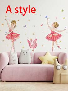 1 件 PVC 墙贴，创意人物和天鹅图案家居贴纸，贴纸，墙贴花，卧室家居装饰乙烯基贴花，春季装饰品让您的家焕然一新，拉玛装饰贴纸 - 彩色 - 查看 9