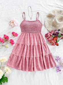 Soleia Solid Ruffle Hem Cami Dress