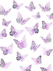 SHEIN 12/24/36pcs 3D Butterfly Wall Decor, Butterfly Decorations, 3 Sizes 3 Styles Removable Butterfly Wall Stickers For Birthday Party, Cake Decorating, Room Decor