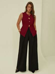 Auralis Blazer sin mangas elegante con decoración de botones dorados para mujer de talla grande, estilo casual de negocios para verano, elegante, crop top para salir, para mujeres, estilo antiguo dinero, top elegante y clásico