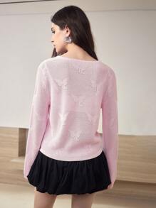MOTF STUDIO POINTELLE KNIT BUTTON UP CARDIGAN - Pink - View 4