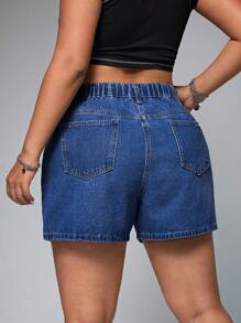 SHEIN ICON Shorts vaqueros casuales para mujer de talla grande, moda apropiada para el verano