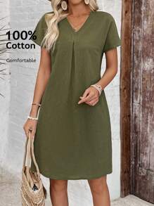 EMERY ROSE 女士休闲简约短裙，日常穿着 - 軍綠色 - 查看 1