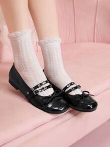 CUCCOO DOLLMOD Women's Black Round Toe Flat Shoes, Simple And Practical Multipurpose - Black - View 4