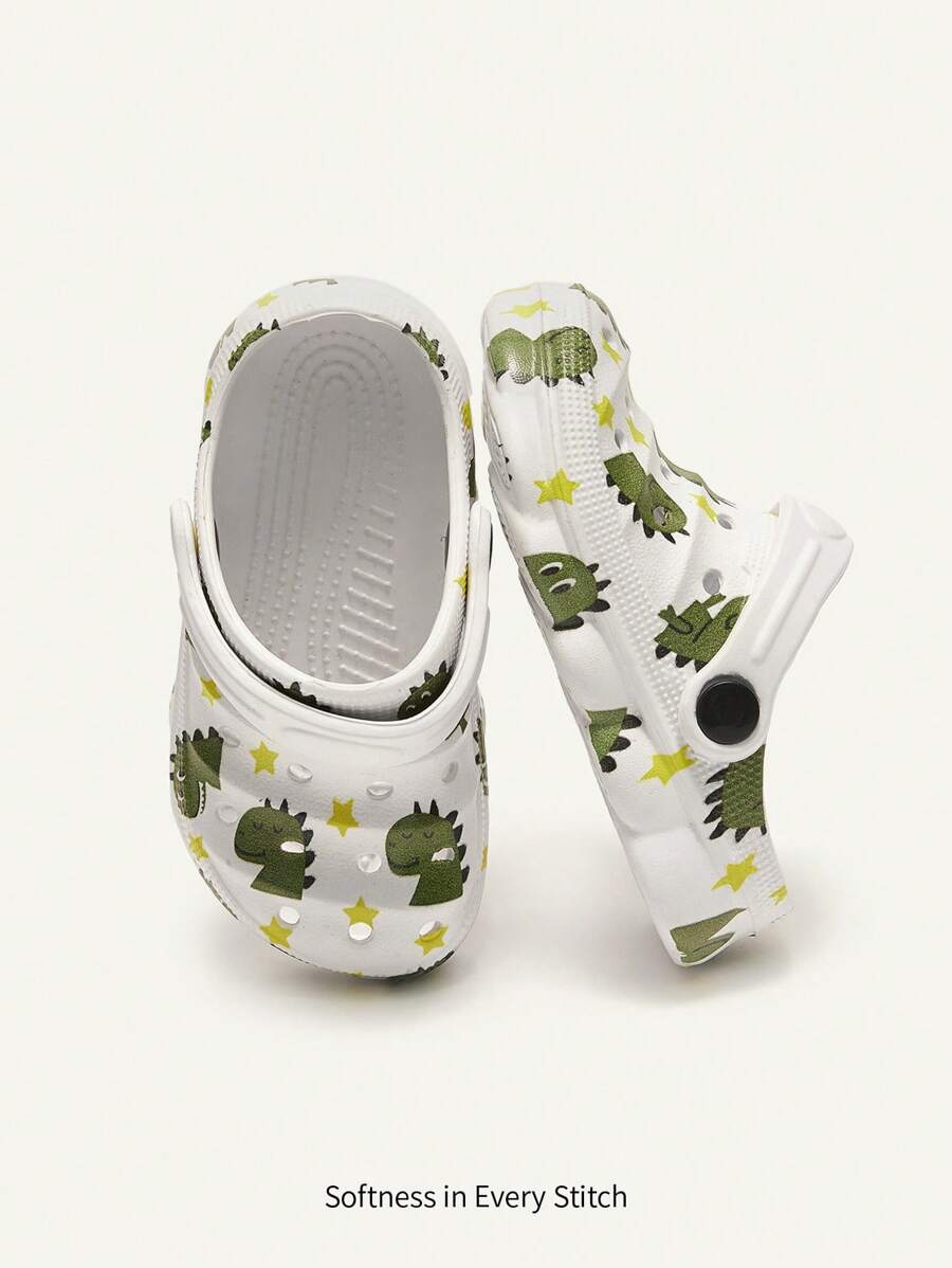 1 双幼儿户外运动卡通动物和恐龙图案透气凉鞋，可爱婴儿沙滩鞋 - 白色 - 查看 1