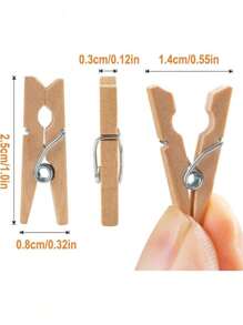 SHEIN 200pcs Mini Photo Clips, 50 Pcs, 1.4 Inch Small Wooden Clothespins For Baby Cloth, Pictures