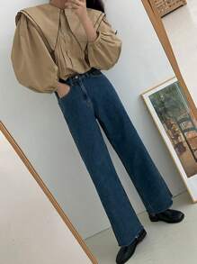 DAZY Statement Collar Lantern Sleeve Blouse,Long Sleeve Tops,Fall Clothes