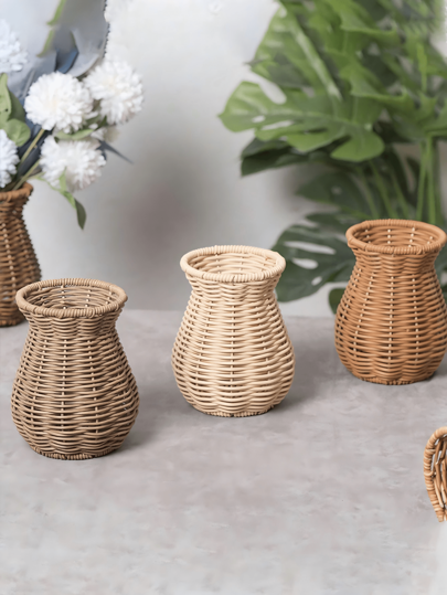 1pc Rustic Woven Rattan Flower Basket Vase Perfect Living Room Bedroom Ideal Photo Prop,Home ,Flower Vase,Centerpiece,Table view 5