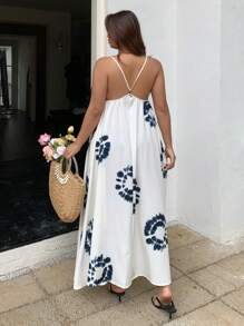 Dazy Plus Floral Print V-Back Dress, Vacation-Style