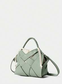 SHECARRY Women Simple Practical Tote Bag, Solid Color - Green - View 4