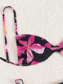 Swim Mod 2pcs Women Summer Beach Outfits, Spaghetti Strap Design Top And Side Tie Bikini Set, Fashionable Holiday Beach Clothing For Women