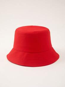 Women's Minimalist Single-Sided Bucket Hat, Solid Color, Simple And Practical, Multi-Purpose - Red - View 2