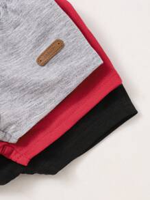 SHEIN 3pcs/Set Baby Boys' Casual Versatile Daily Wear & Sports Shorts Set, Spring/Summer - Multicolor - View 3