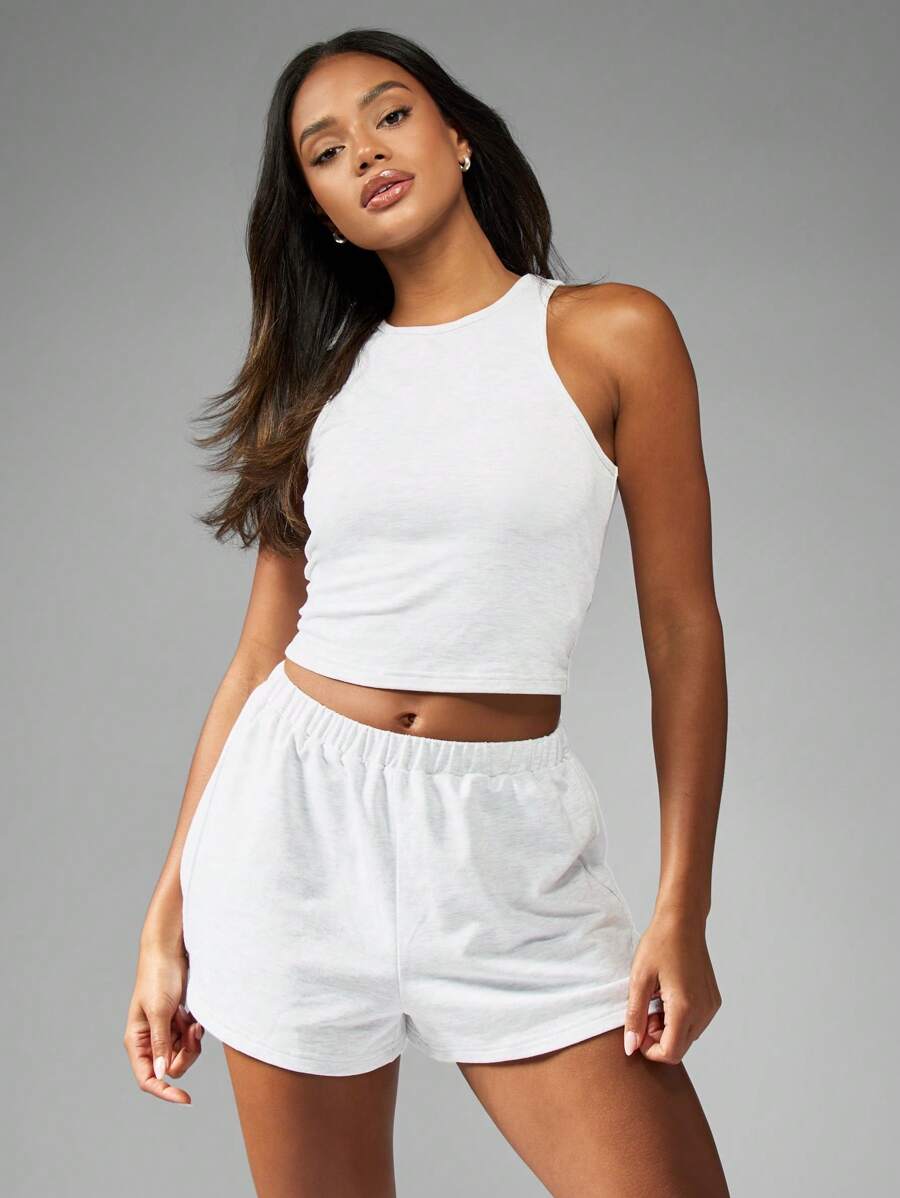 MISSGUIDED Bộ đồ hai mảnh áo vest cổ bẻ và quần short ống rộng - trắng - Xem 1