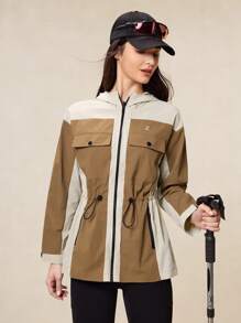OutZeal Woman Waterproof Tear Resistant Nylon Color Blocking Hiking Jacket Windbreaker For Hiking