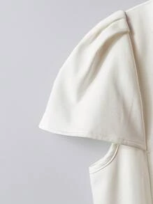 SHEIN Clasi 女士优雅短袖西装外套和裙子两件套套装 - 白色 - 查看 3