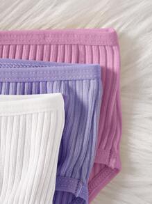 SHEIN 3pcs/Set Young Girl Casual Ribbed Knit Camisole Top And Triangle Shorts Set - White - View 4