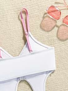 青少年女孩连体泳衣，2025 年新款蝴蝶结泳装，假日海滩派对泳池时尚摄影拍摄礼物