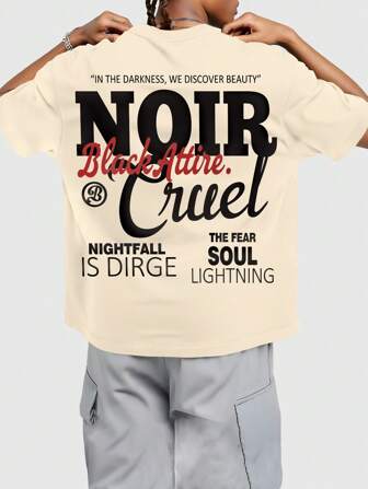 Street Life Camiseta de manga corta con estampado de eslogan casual deportiva de moda para hombres