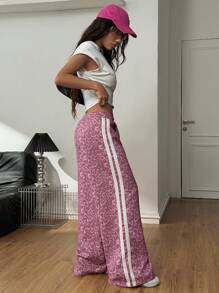 Coolane 女士夏季 Y2K 音乐节 Coque 豹纹带纹理装饰弹性腰带宽松运动裤