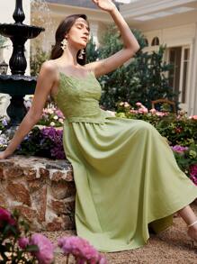 Chiquease Damen Sommer Kleid mit gewebter Stickerei, französischen Trägern, Hohlstickerei und Einsätzen für den Urlaub