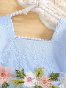 SHEIN Glamorique Kids Baby Girl Square Neck Puff Sleeve Mesh Princess Vacation Dress Baby Princess Dress Princess Dress Toddler Party Princess Dress For Baby Princess Dress For Toddlers Elegant Dresses For Baby Girl