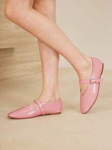 MOTF PREMIUM VERSATILE MARY JANE SQUARE TOE FLAT SHOES - Dusty Pink - View 3