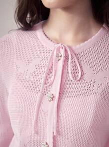 MOTF STUDIO POINTELLE KNIT BUTTON UP CARDIGAN - Pink - View 2