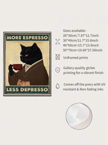 1 幅复古酒吧装饰画，创意猫咪海报帆布墙画，适用于酒吧、KTV 背景墙装饰，无框 - 彩色 - 查看 3