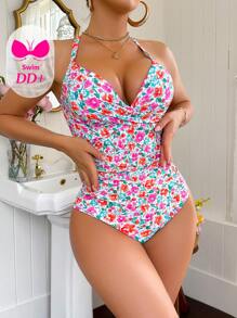 Voyashape DD+ Ditsy Floral Tummy Control One-Piece Swimsuit For Summer Beach Vacation - Multicolor - View 6
