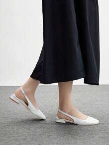 CUCCOO BIZCHIC Women's Fashion White Low Heel Square Toe Mary Jane Flats, Commuting, Casual, Party, Shopping, Holiday Wear - White - View 4