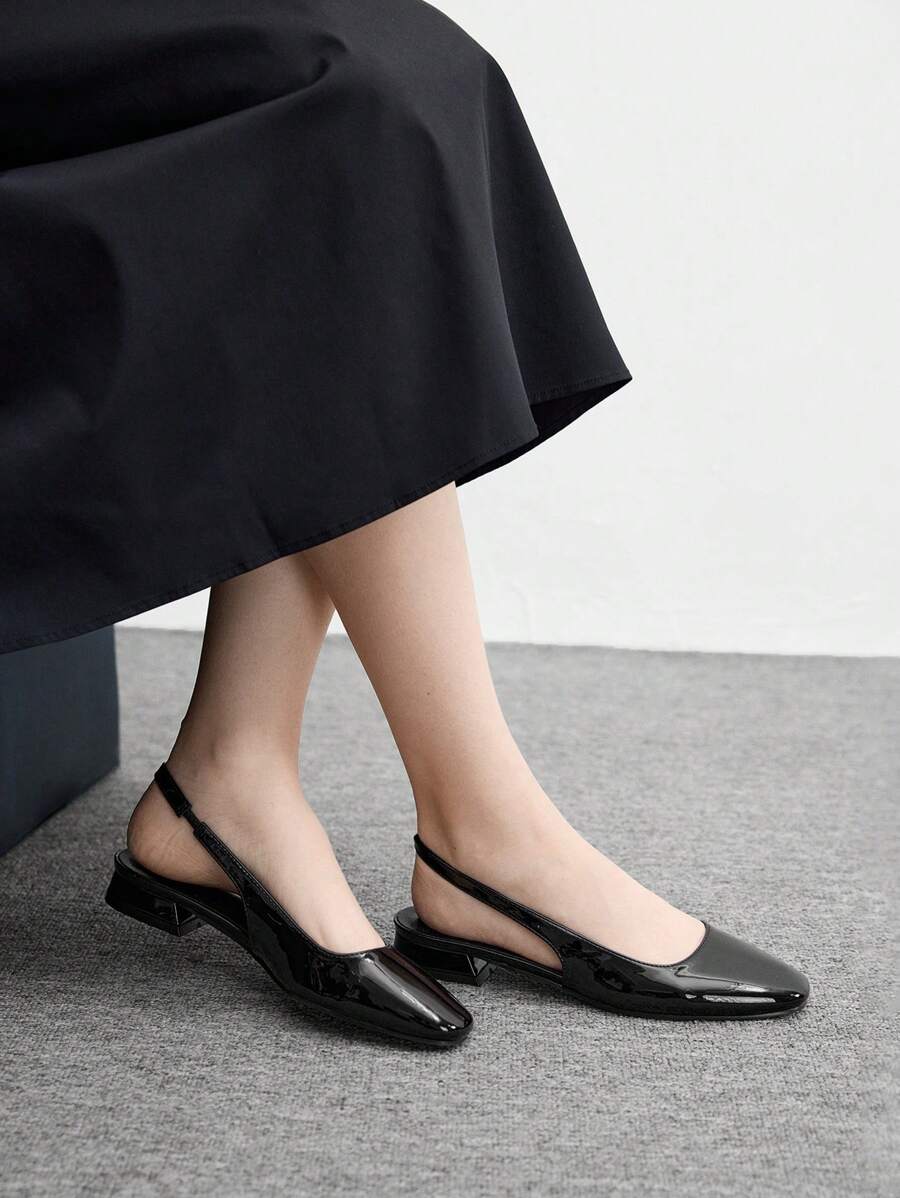 CUCCOO BIZCHIC 女士时尚黑色简约大方低跟方头玛丽珍平底鞋，适合通勤、约会、聚会、购物、度假