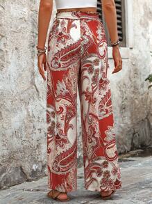 Breezaya Paisley Print Casual Vacation Random Cut Pants - Multicolor - View 2