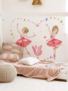 1 件 PVC 墙贴，创意人物和天鹅图案家居贴纸，贴纸，墙贴花，卧室家居装饰乙烯基贴花，春季装饰品让您的家焕然一新，拉玛装饰贴纸 - 彩色 - 查看 4