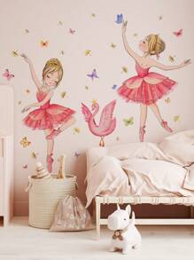 1 件 PVC 墙贴，创意人物和天鹅图案家居贴纸，贴纸，墙贴花，卧室家居装饰乙烯基贴花，春季装饰品让您的家焕然一新，拉玛装饰贴纸 - 彩色 - 查看 5