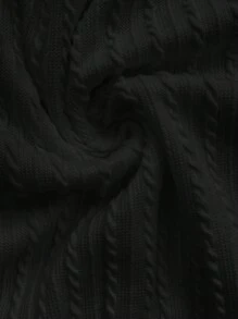 SHEIN Maternity Solid Color Round Neck Embroidered Short Sleeve Casual T-Shirt - Black - View 7