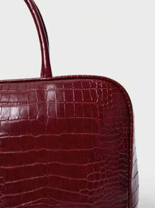 SHECARRY 女士手提包 PU 秋季夏季冬季学院学校节日街头旅行通勤工作休闲日常简约手提包拉链学生情人节 - 酒紅色 - 查看 4