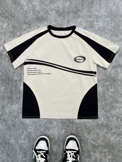 SHEIN Camiseta de manga corta casual para adolescentes, ropa deportiva de estilo callejero punk rock para la escuela y uso diario, adecuada para la temporada de primavera y verano, ropa de disfraz para preadolescentes