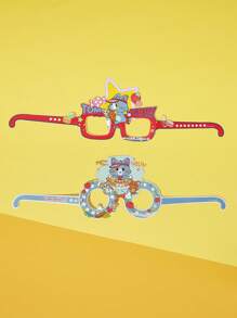 TOM & JERRY X SHEIN 2pcs/Set Cute Restaurant Style Cartoon Cat Pattern Party Glasses - Multicolor - View 2