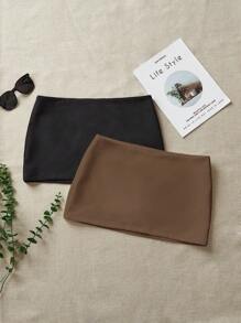 Comfortcana Two-Piece Set Mini Skorts With Lining, Anti-Flashing Bodycon - Coffee Brown - View 8