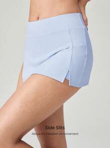 GLOWMODE Váy siêu ngắn FeatherFit™-Air 3,5" có khe hở bên hông, quần short tích hợp, túi bên hông, tay cầm chống trượt, tác động thấp, chơi quần vợt, chơi golf, chơi bóng chày, mặc thường ngày - Màu xanh nhạt - Xem 4