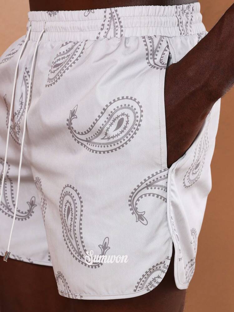 Designer Paisley Print Beach Swim Shorts